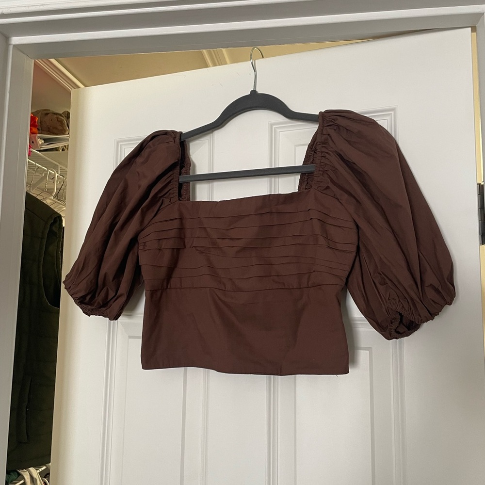Abercrombie & Fitch Chocolate Puff Sleeve Blouse